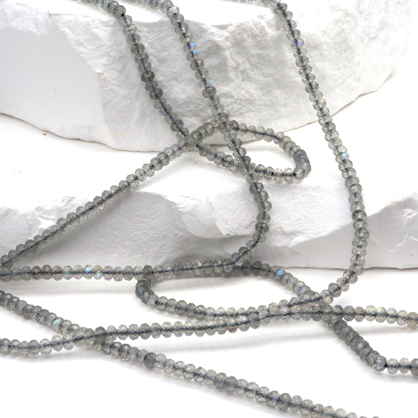 Blue Labradorite 3mm Faceted Rondelles Bead Strand