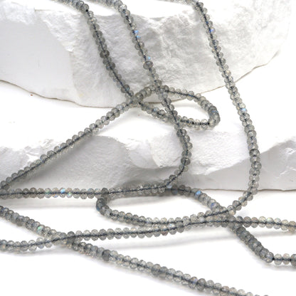 Blue Labradorite 3mm Faceted Rondelles Bead Strand