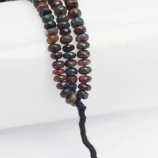 Black Ethiopian Opal 5mm Faceted Rondelles