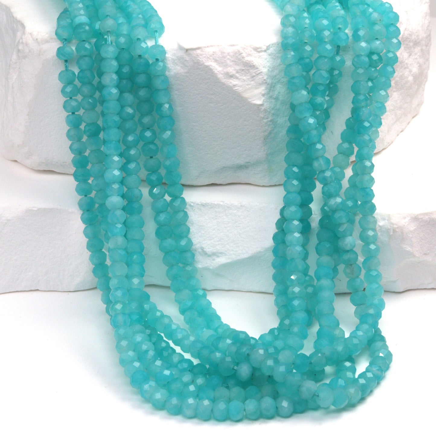 Blue Amazonite 3.5mm Faceted Rondelles Bead Strand