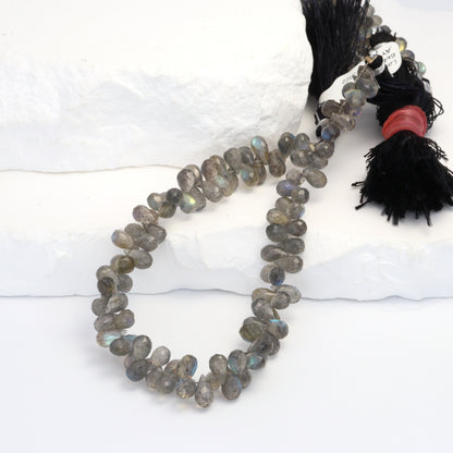 AAA Blue Labradorite 6x4mm Faceted Teardrop Briolettes