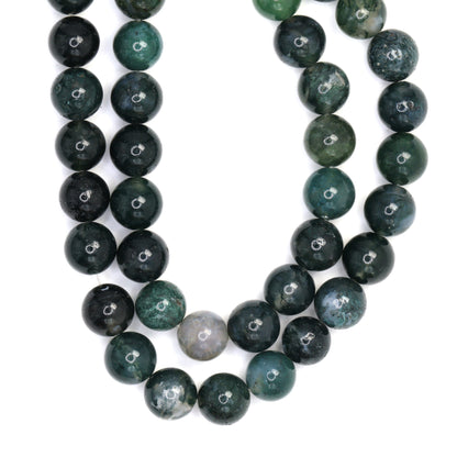 Green Moss Agate 8mm Smooth Rounds Bead Strand