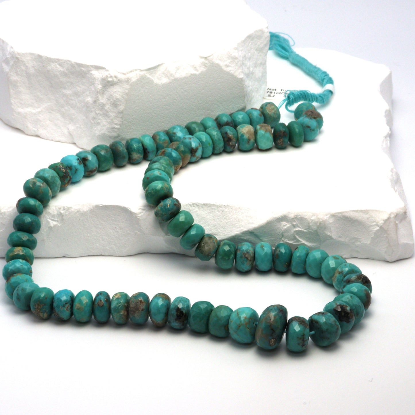 Natural Blue-Green Turquoise 8mm Faceted Rondelles