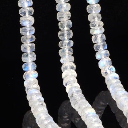Blue Rainbow Moonstone 6mm Faceted Rondelles Bead Strand