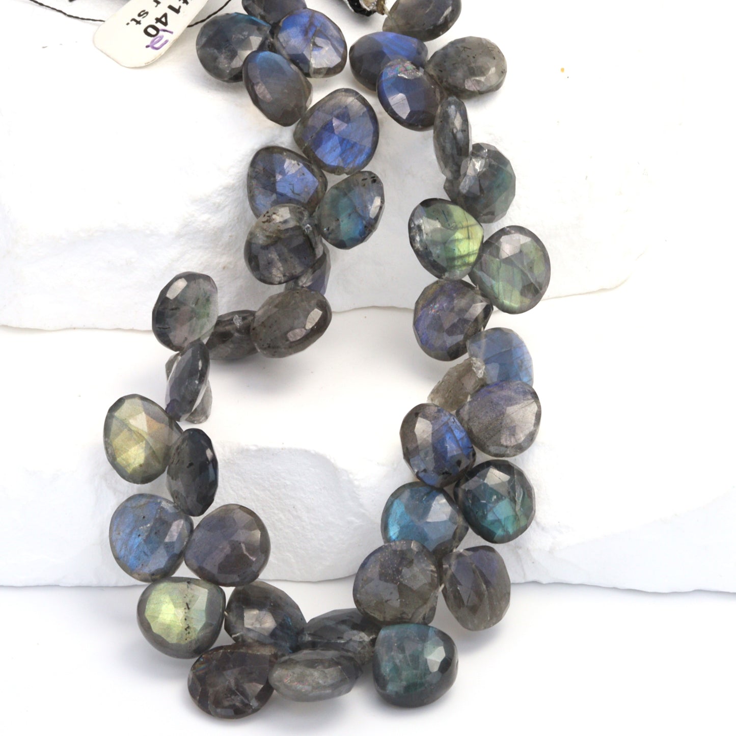 AA Dark Blue Labradorite 10mm Faceted Heart Shaped Briolettes