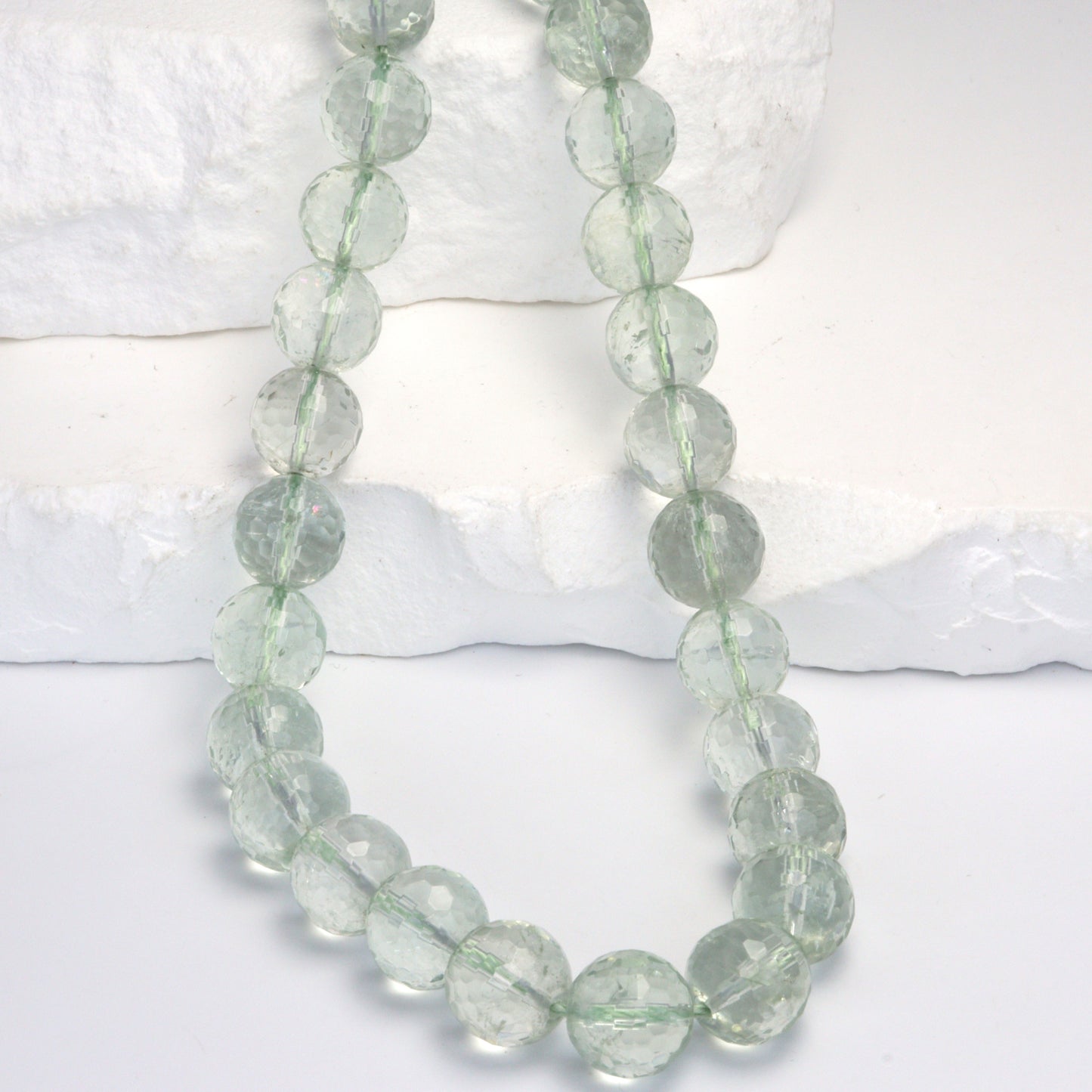 Green Amethyst 10mm Faceted Rounds Bead Strand