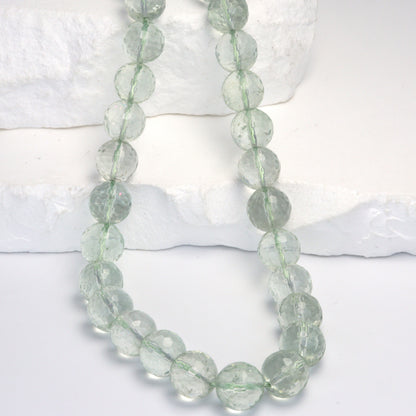 Green Amethyst 10mm Faceted Rounds Bead Strand