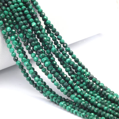 Green Malachite 2.5mm Faceted Rounds Bead Strand