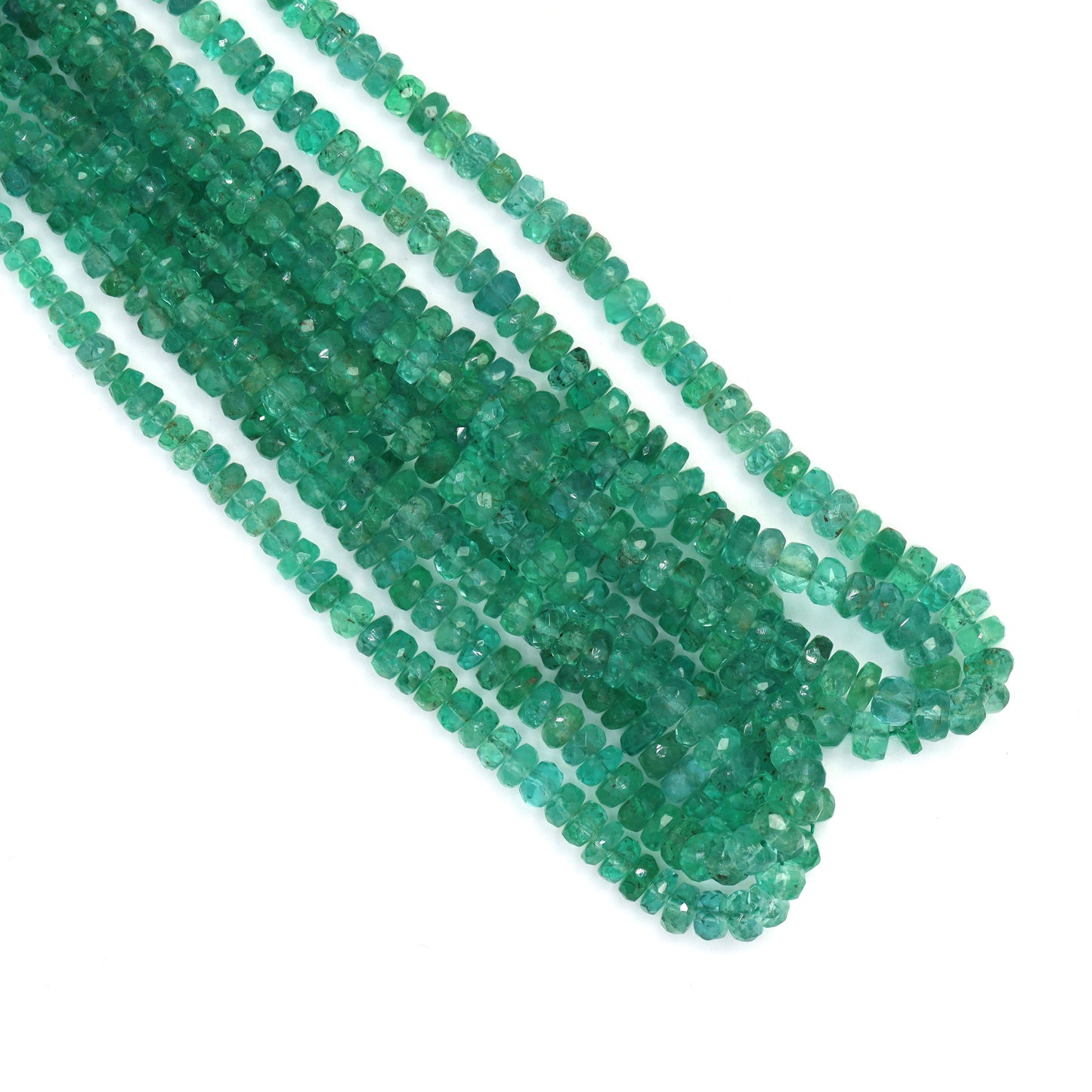 Green Emerald 2mm - 3.5mm Hand Faceted Rondelles Bead Strand
