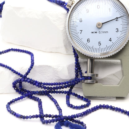 Royal Blue Lapis Lazuli 2mm Faceted Rondelles Bead Strand