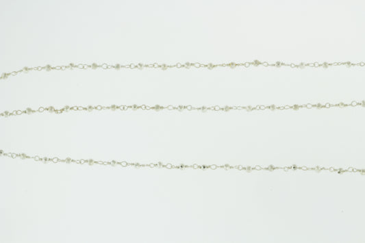 Silver Plated Pyrite 2.5mm Faceted Rounds Rosary Chain Sterling Silver Wire Wrap Chain by the Foot