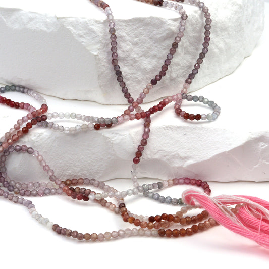Multi Spinel 2mm Faceted Rounds Bead Strand