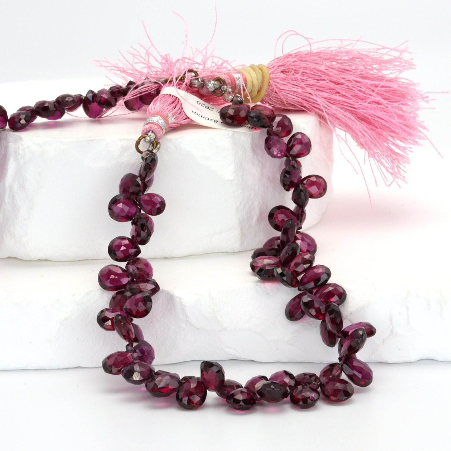 AAA Rhodolite Garnet 8x6mm Faceted Pear Shaped Briolettes