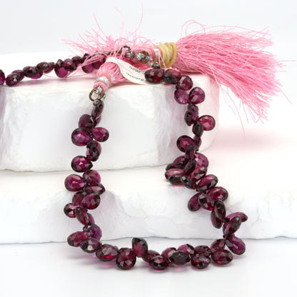 AAA Rhodolite Garnet 8x6mm Faceted Pear Shaped Briolettes