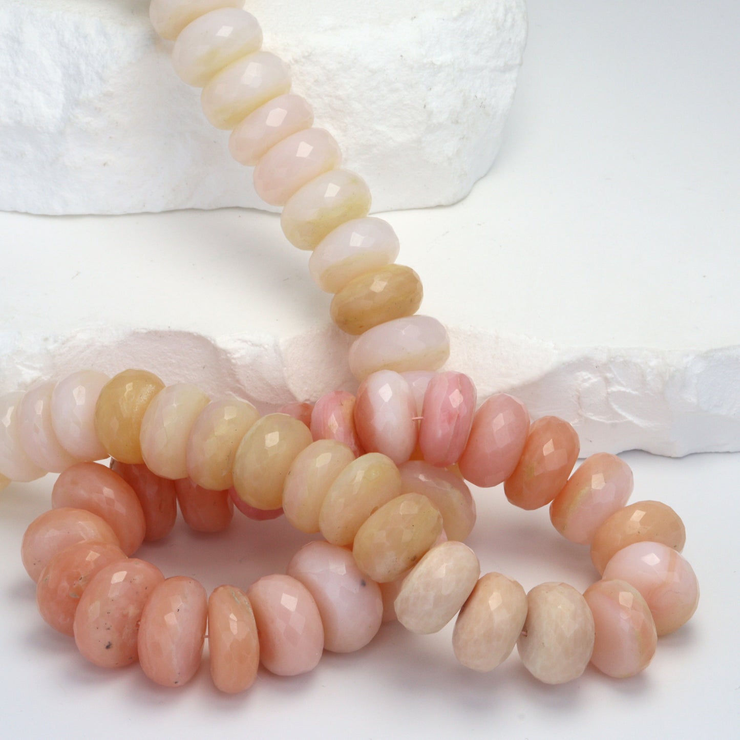 Ombre Pink Opal 13mm Faceted Rondelles