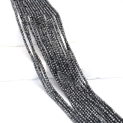 Hematite 2mm Faceted Rounds Bead Strand