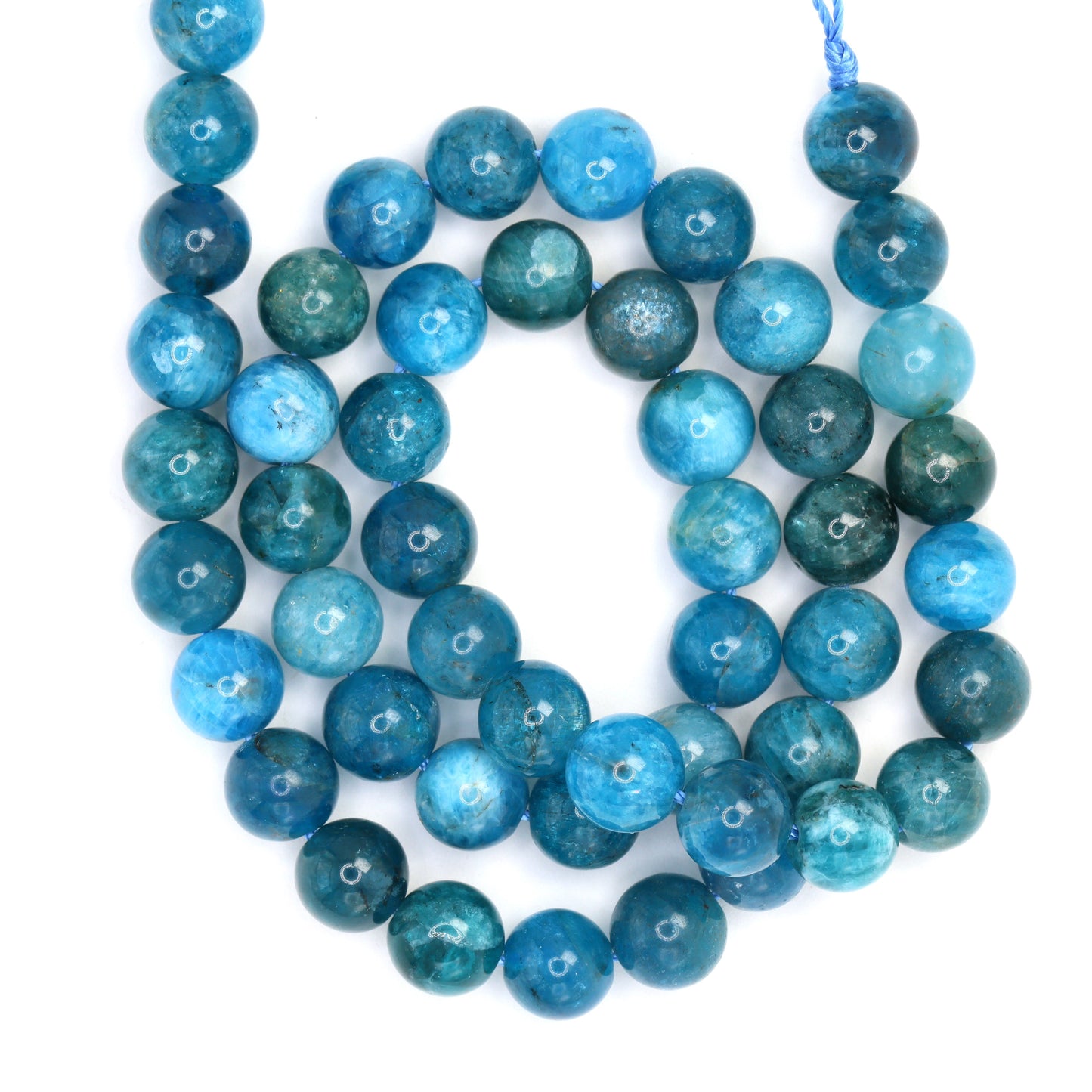 Neon Blue Apatite 8mm Smooth Rounds Bead Strand