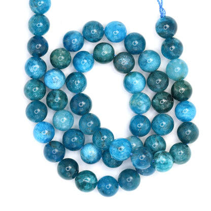 Neon Blue Apatite 8mm Smooth Rounds Bead Strand