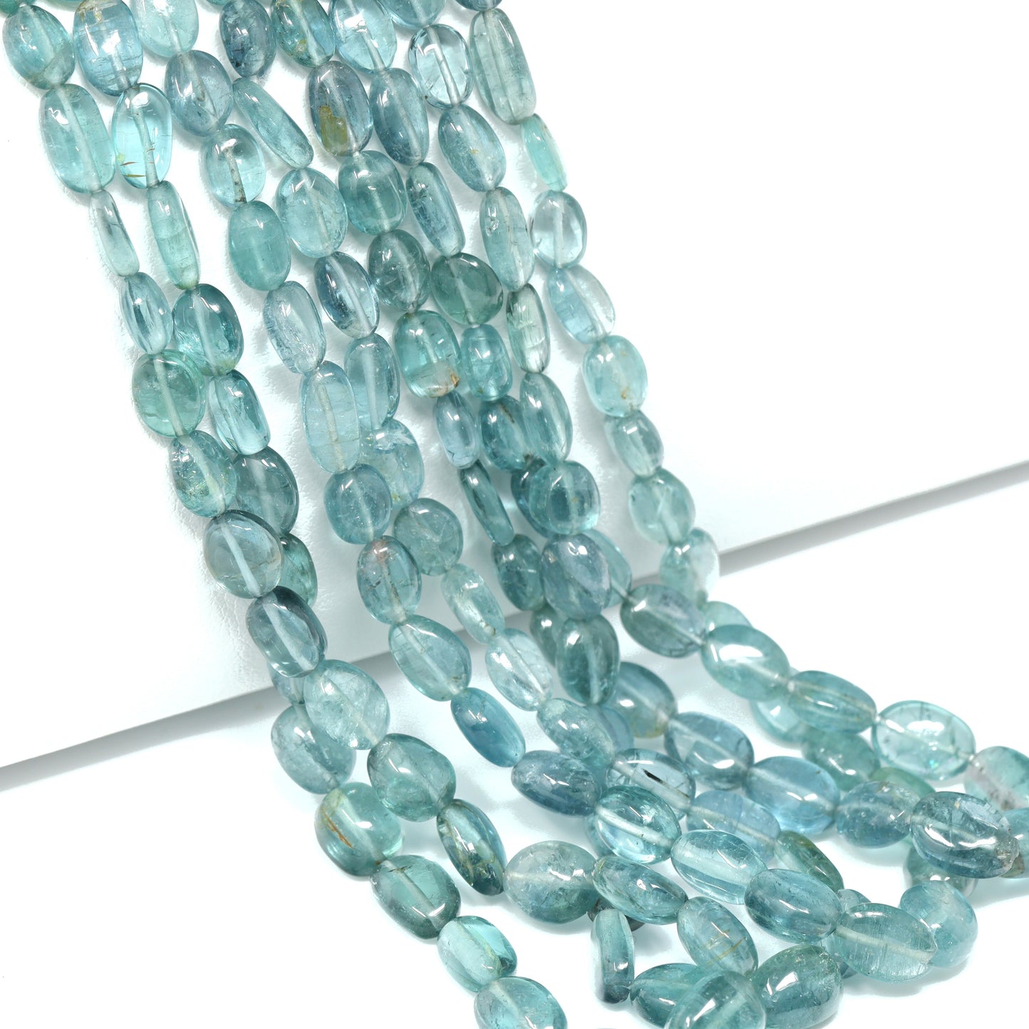 Blue Tourmaline 5x3mm – 8x6mm Smooth Ovals Bead Strand