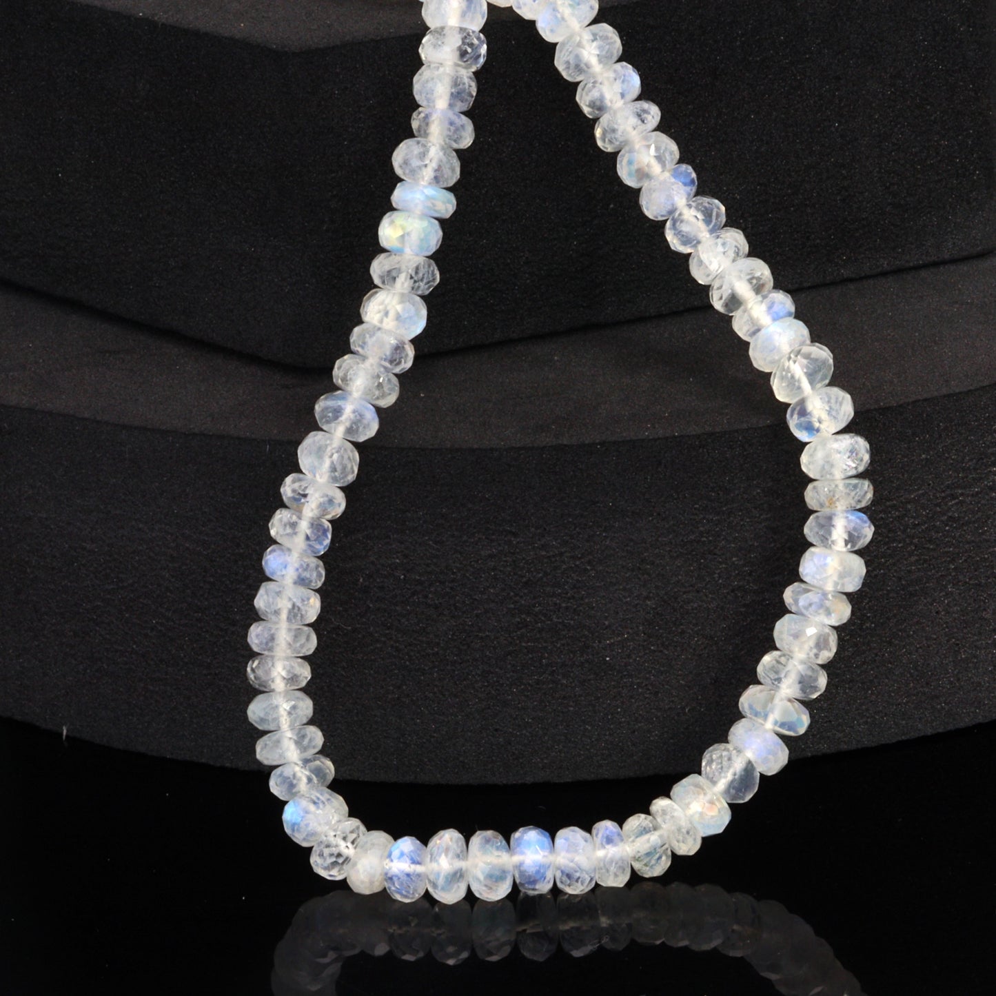 Blue Rainbow Moonstone 5.5mm Faceted Rondelles Bead Strand