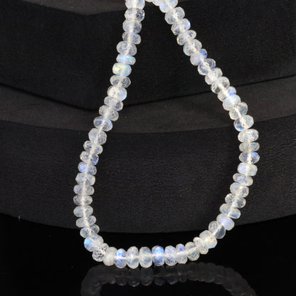 Blue Rainbow Moonstone 5.5mm Faceted Rondelles Bead Strand
