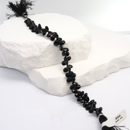 Black Spinel 7x4mm Faceted Pear Shaped Briolettes Bead Strand