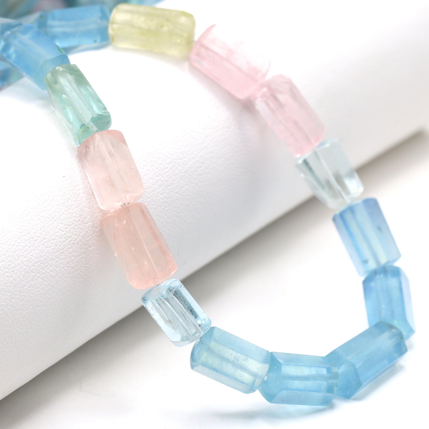 AAA Ombre Blue Aquamarine 9x5mm Hexagons Bead Strand