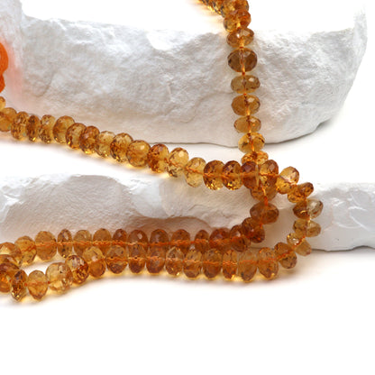 Yellow Orange Citrine 5.5mm Faceted Rondelles