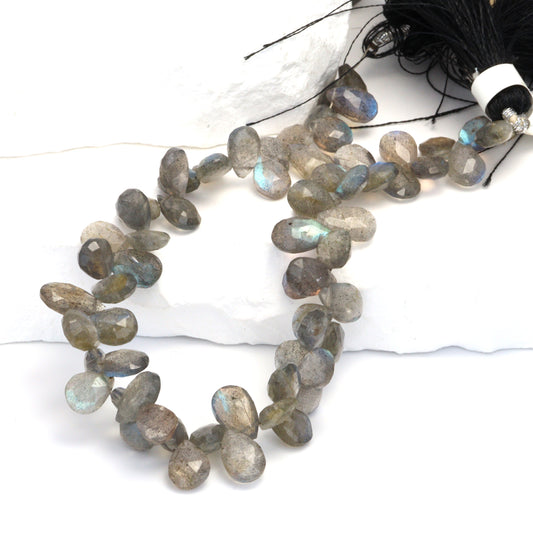 Blue Labradorite 7x5mm Faceted Pear Shaped Briolettes Bead Strand