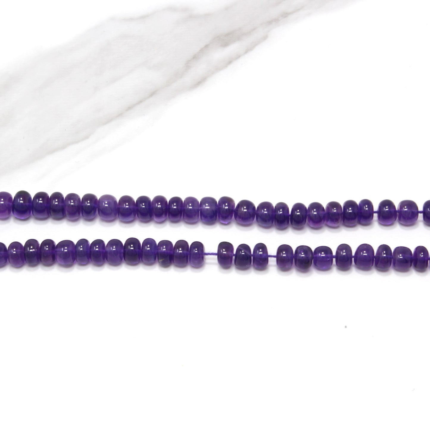 Purple Amethyst 6mm Smooth Rondelles Bead Strand