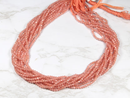 Pink Rhodochrosite 2.5mm Faceted Rounds