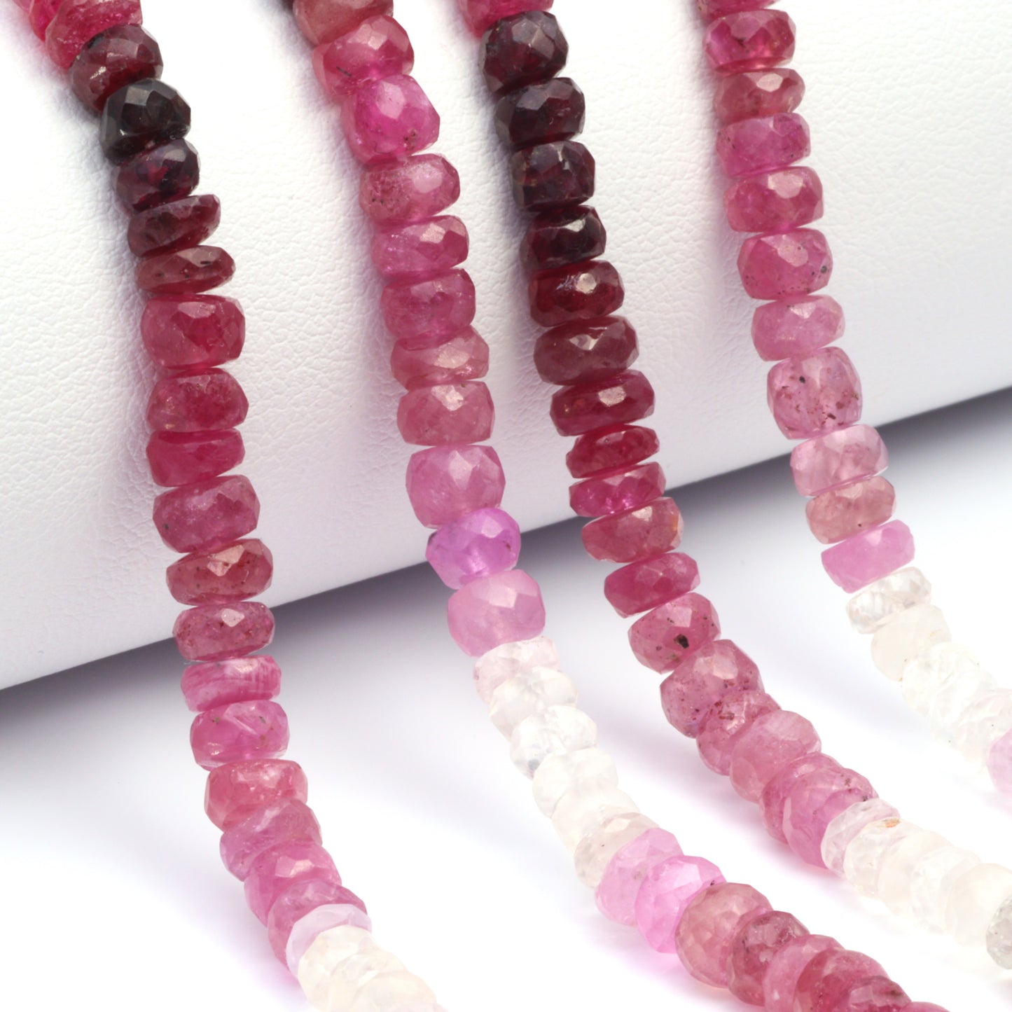 Ombre Red and Pink Ruby 4.5mm - 5.5mm Faceted Rondelles Bead Strand