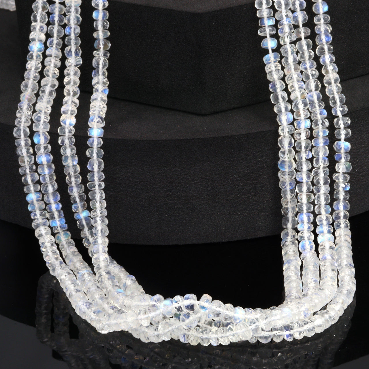 AAA Blue Rainbow Moonstone 4.5mm Faceted Rondelles Bead Strand