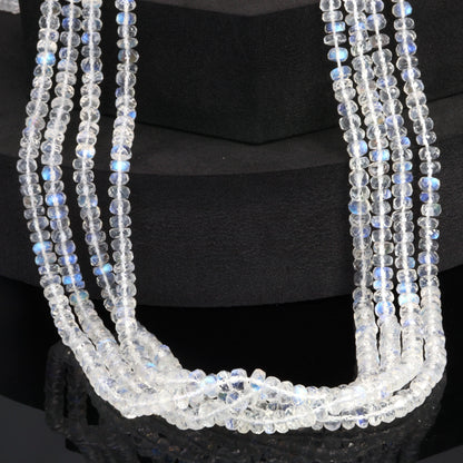AAA Blue Rainbow Moonstone 4.5mm Faceted Rondelles Bead Strand