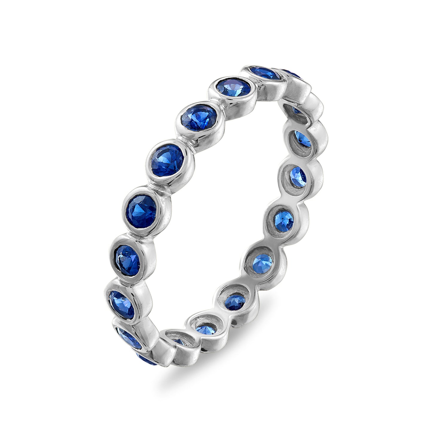 18K RG Bezel Set Blue Sapphire Eternity Band, Size 5