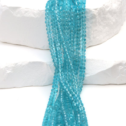 Sea Blue Apatite 3.5mm Smooth Rondelles Bead Strand