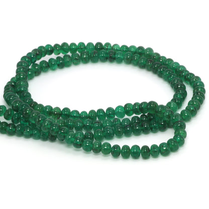 Green Emerald 3mm -  3.5mm Smooth Rondelles Bead Strand