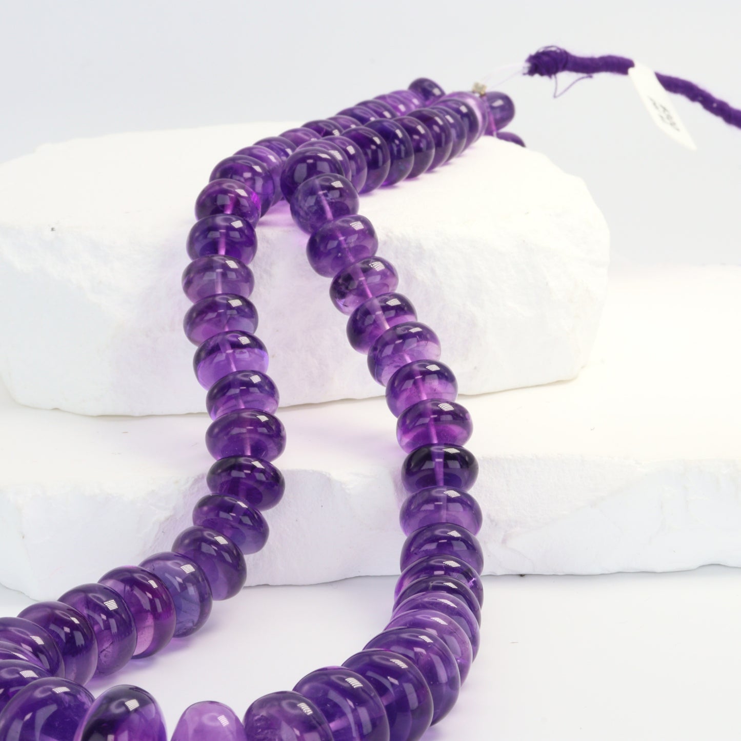 Purple Amethyst 10mm - 16mm Smooth Rondelles Bead Strand