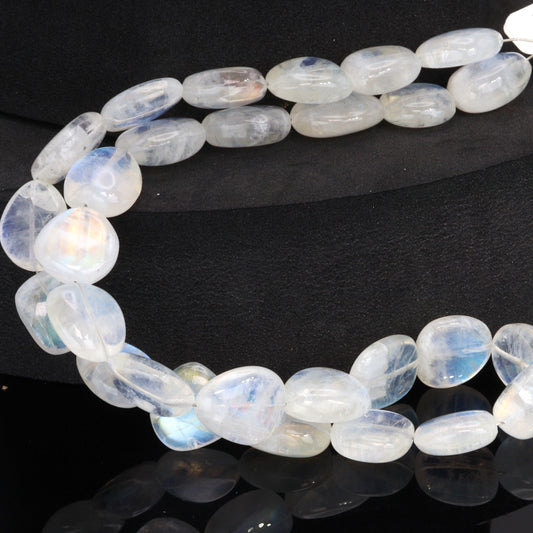 Blue Rainbow Moonstone 9x7mm - 16x12mm Smooth Nuggets Bead Strand