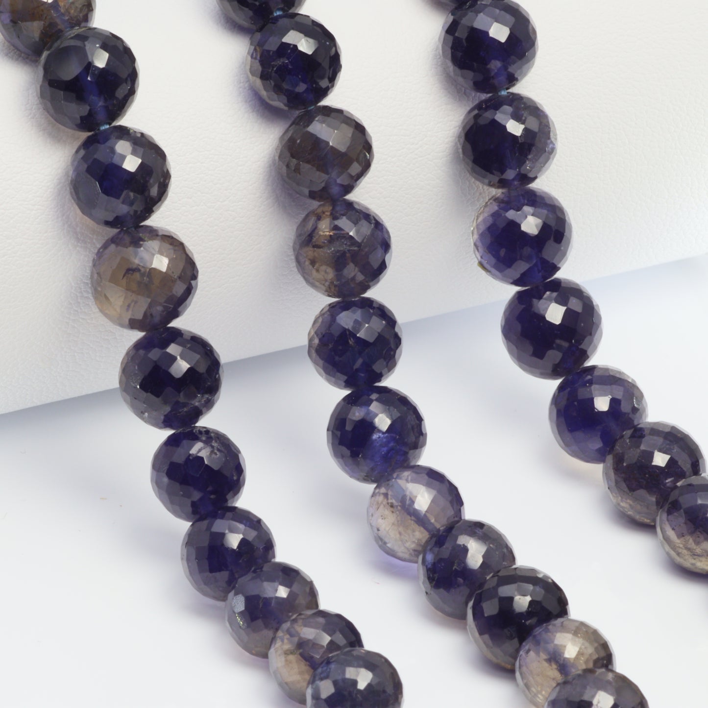 Blue Iolite 9mm Faceted Rounds Bead Strand