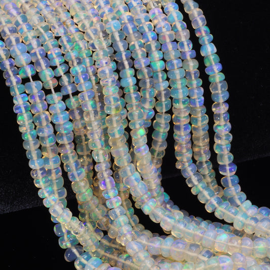 White Ethiopian Opal 3mm Smooth Rondelles