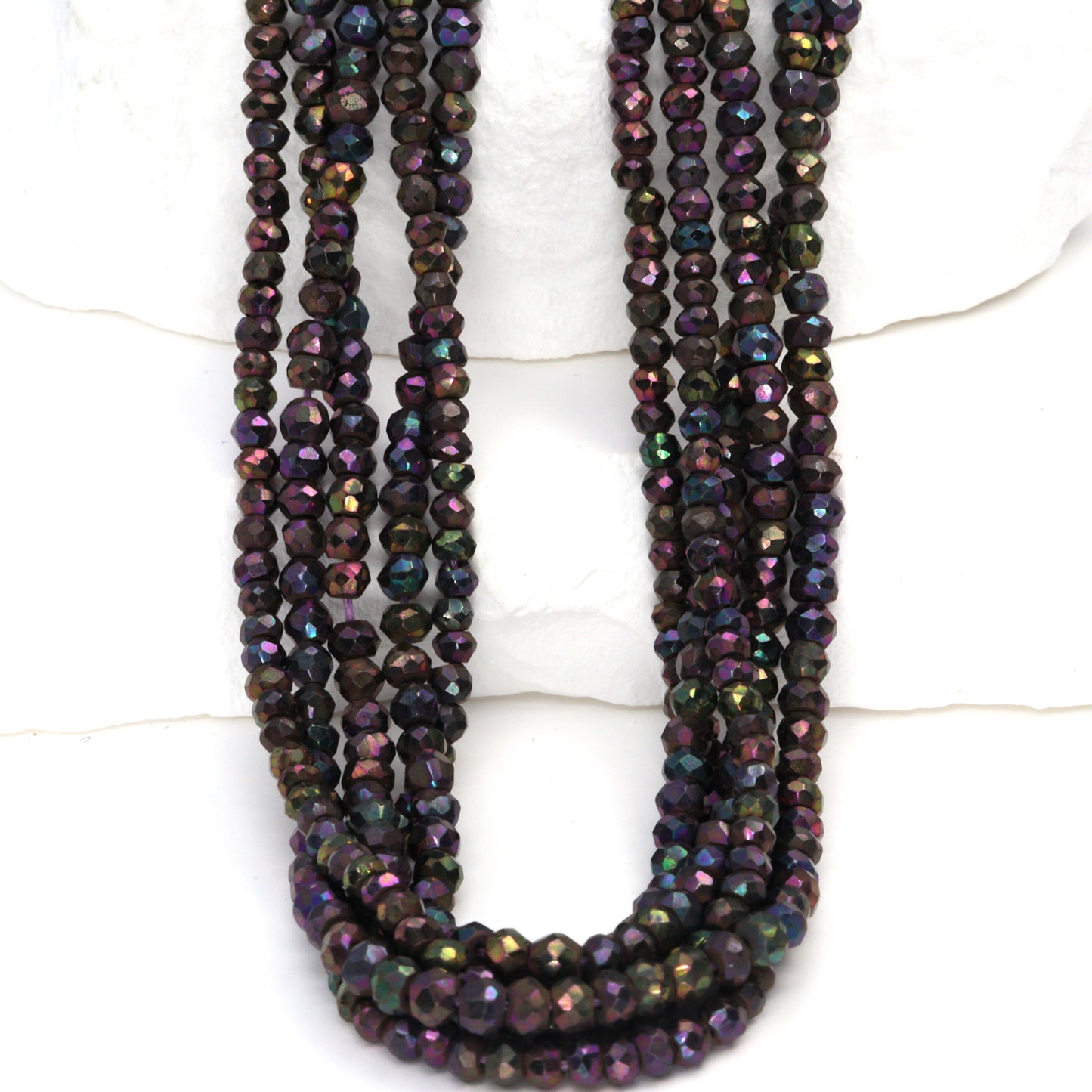 Purple Coated Black Spinel 3mm Faceted Rondelles