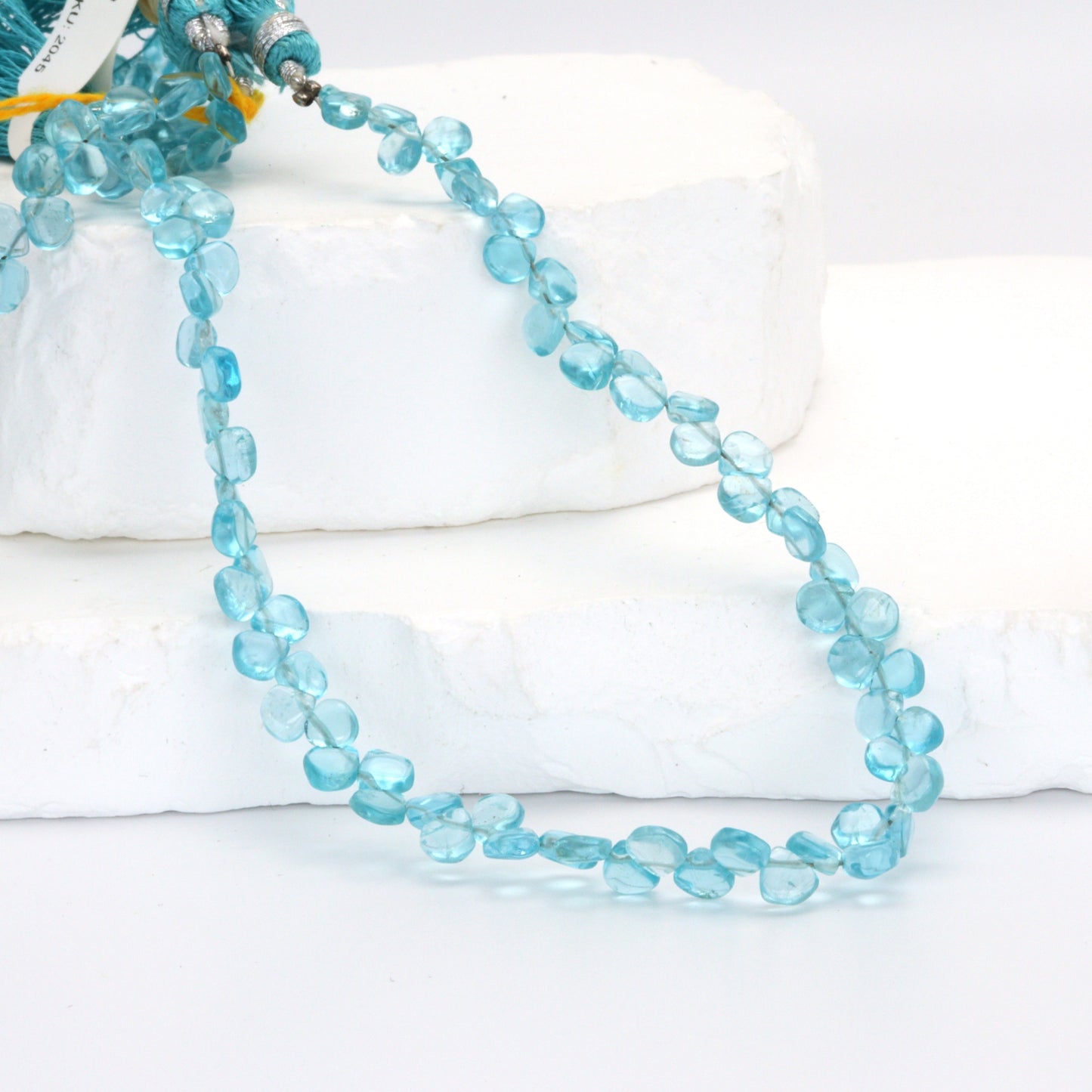 Sea Blue Apatite 4mm Smooth Heart Shaped Briolettes