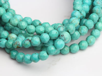 Natural Blue-Green Turquoise 4mm Faceted Rounds
