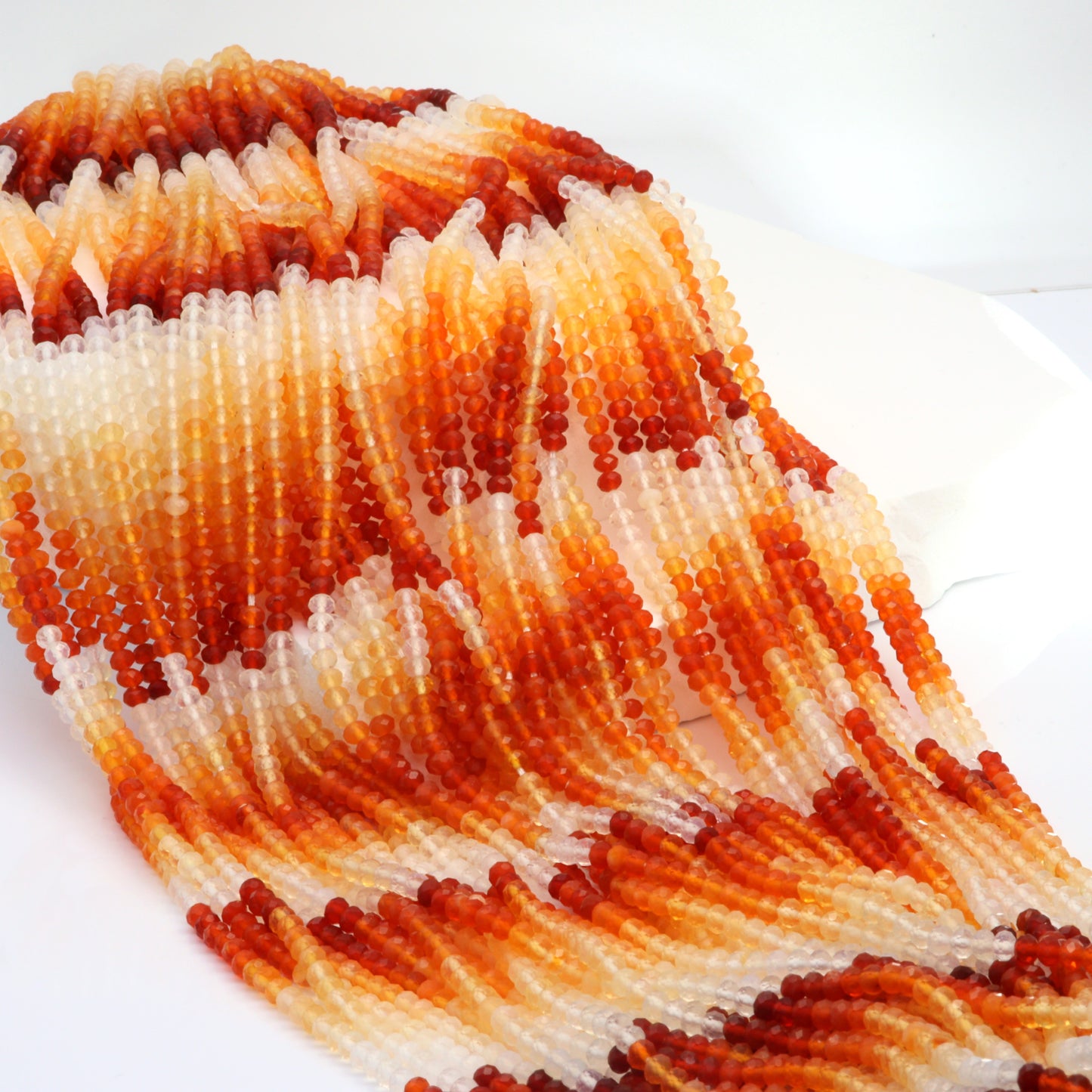 Ombre Mexican Fire Opal 3mm Faceted Rondelles Bead Strand