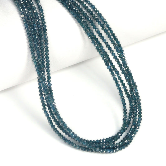Blue Diamond 2mm Hand Faceted Rondelles Bead Strand