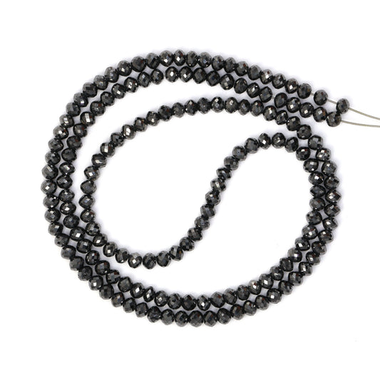 Black Diamond 3mm Hand Faceted Rondelles Bead Strand