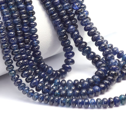 Natural Blue Sapphire 3mm - 5mm Smooth Rondelles 5 Strand Bead Necklace