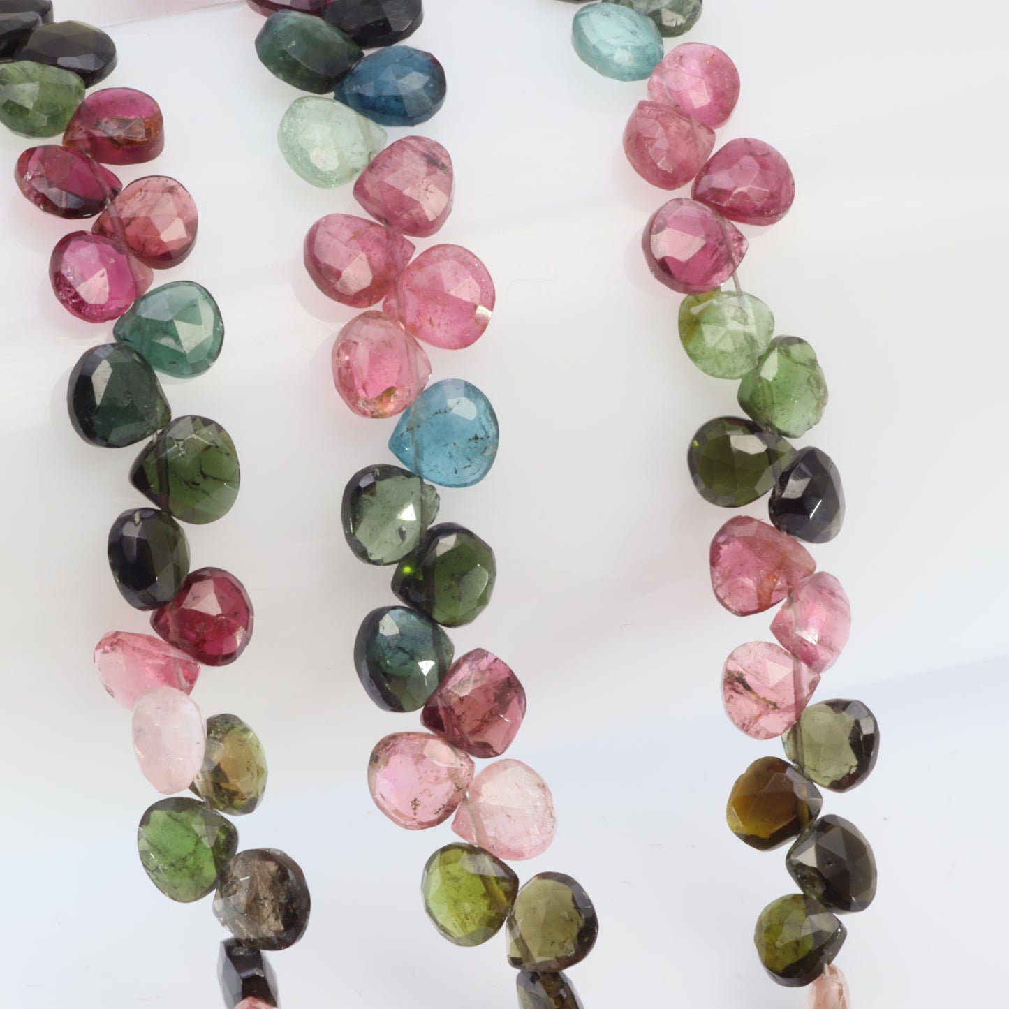 Watermelon Tourmaline 6mm Faceted Heart Shaped Briolettes Bead Strand