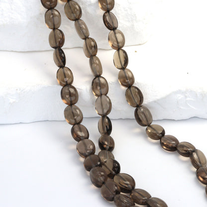 Brown Smoky Quartz 9x7mm - 10x8mm Smooth Ovals Bead Strand